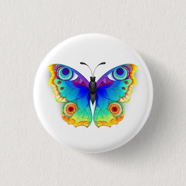 Rainbow Butterfly Peacock Eye 3 Cm Round Badge (Front)