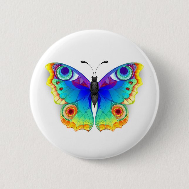 Rainbow Butterfly Peacock Eye 6 Cm Round Badge (Front)