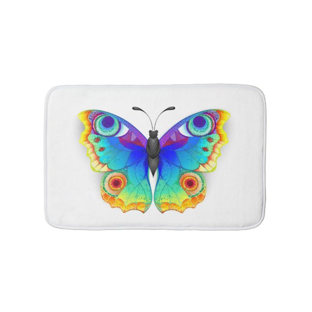 Rainbow Butterfly Peacock Eye Bath Mat (Front)