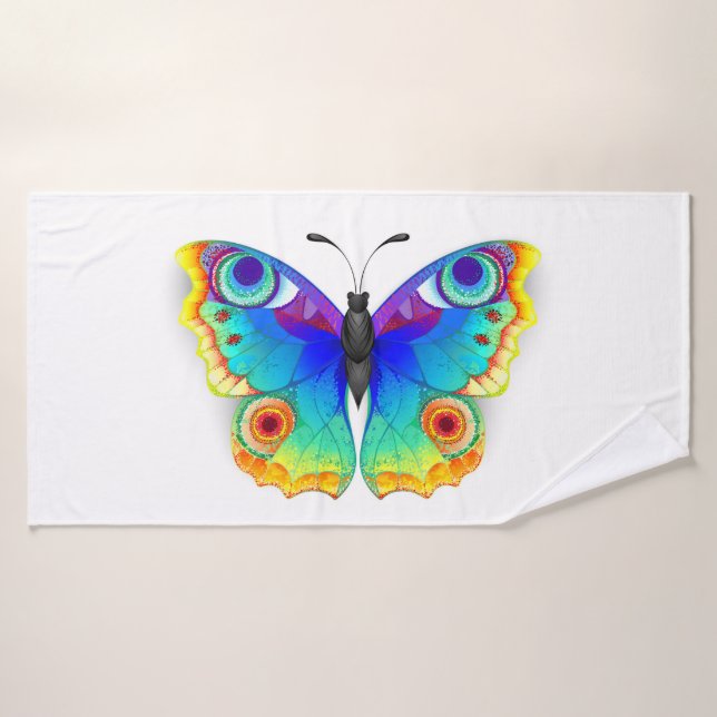 Rainbow Butterfly Peacock Eye Bath Towel (Bath Towel)