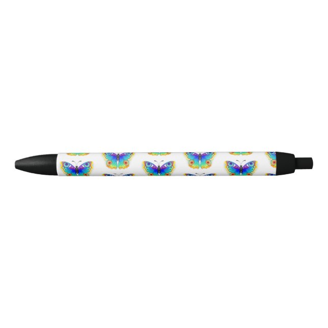 Rainbow Butterfly Peacock Eye Black Ink Pen (Front)