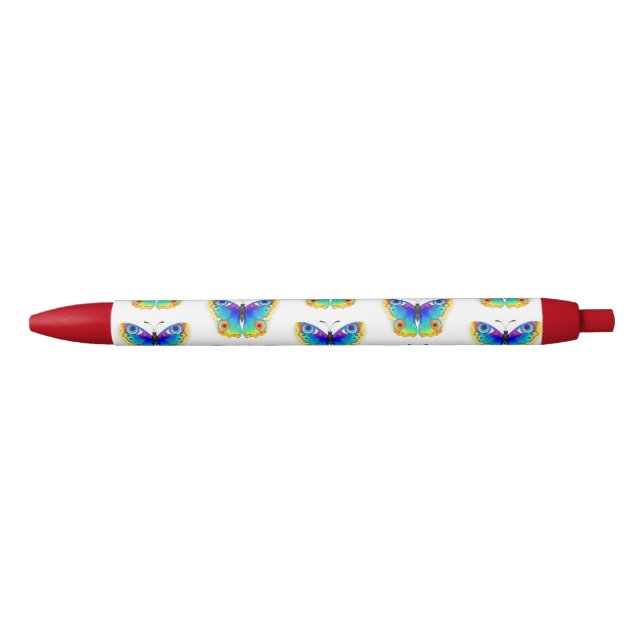 Rainbow Butterfly Peacock Eye Black Ink Pen (Front)