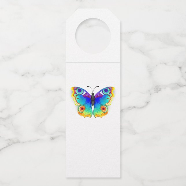 Rainbow Butterfly Peacock Eye Bottle Tag (Front)