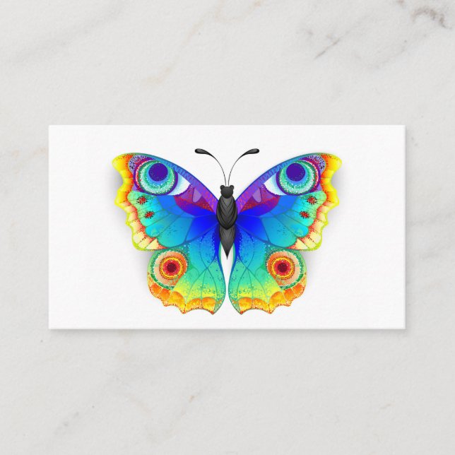 Rainbow Butterfly Peacock Eye Business Card (Front)