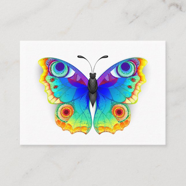 Rainbow Butterfly Peacock Eye Business Card (Front)