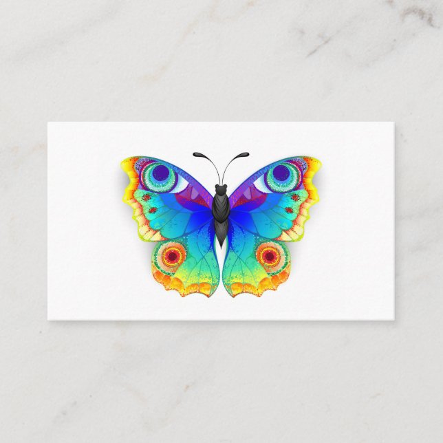 Rainbow Butterfly Peacock Eye Calling Card (Front)