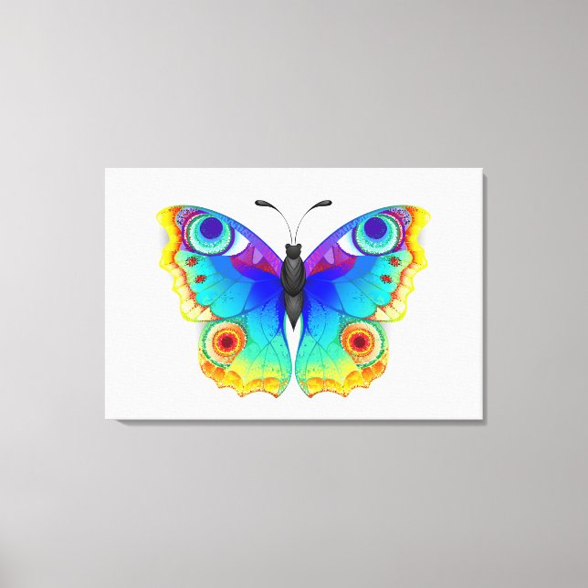 Rainbow Butterfly Peacock Eye Canvas Print (Front)