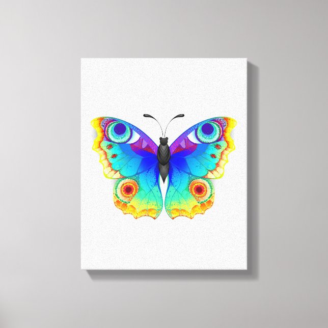 Rainbow Butterfly Peacock Eye Canvas Print (Front)