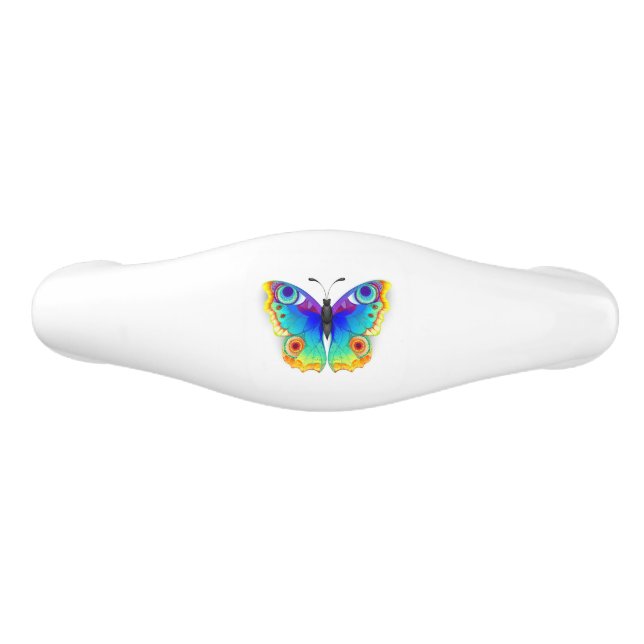 Rainbow Butterfly Peacock Eye Ceramic Drawer Pull (Front)