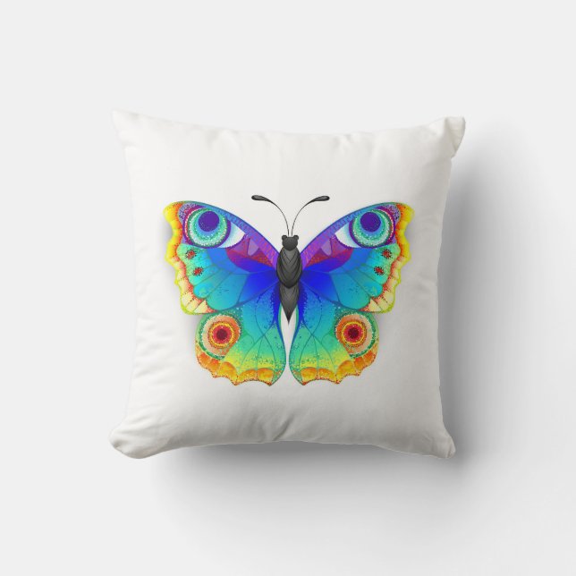 Rainbow Butterfly Peacock Eye Cushion (Front)