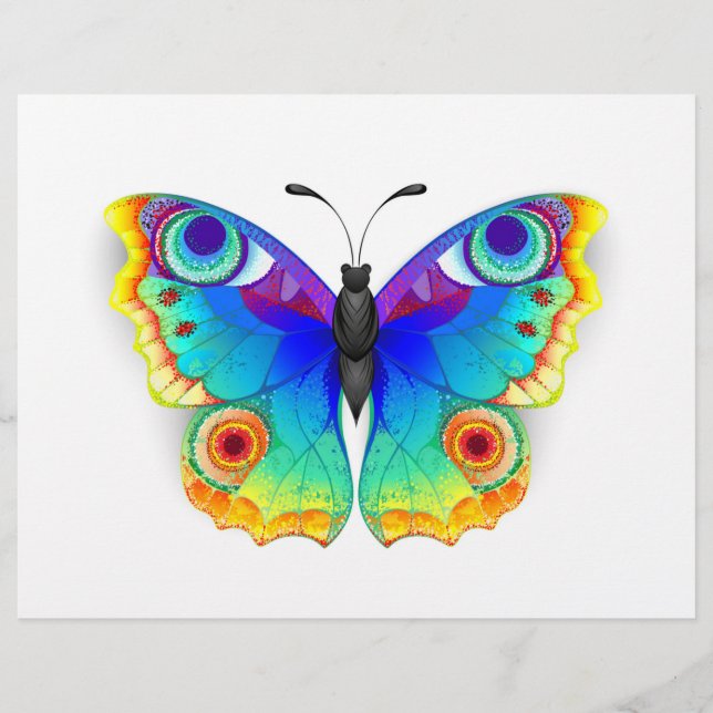 Rainbow Butterfly Peacock Eye Custom Letterhead (Front)