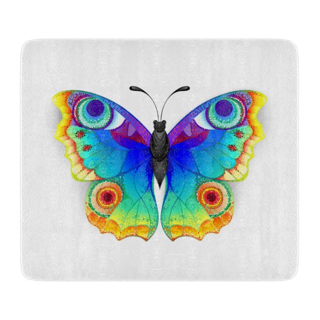 Rainbow Butterfly Peacock Eye Cutting Board (Front)