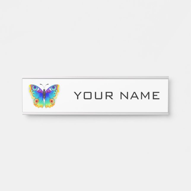 Rainbow Butterfly Peacock Eye Door Sign (Front)