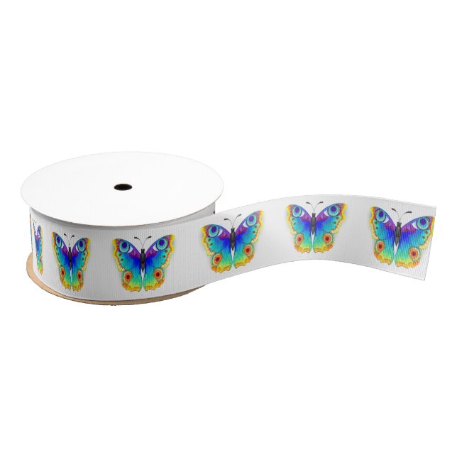Rainbow Butterfly Peacock Eye Grosgrain Ribbon (Spool)