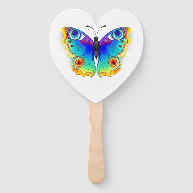 Rainbow Butterfly Peacock Eye Hand Fan (Front)