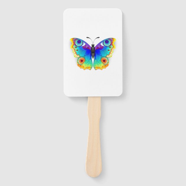 Rainbow Butterfly Peacock Eye Hand Fan (Front)
