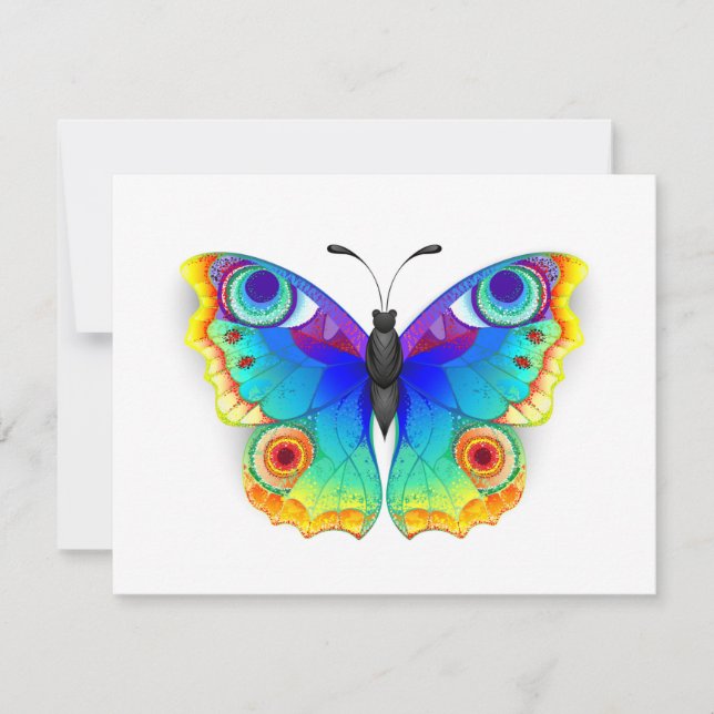 Rainbow Butterfly Peacock Eye Holiday Card (Front)