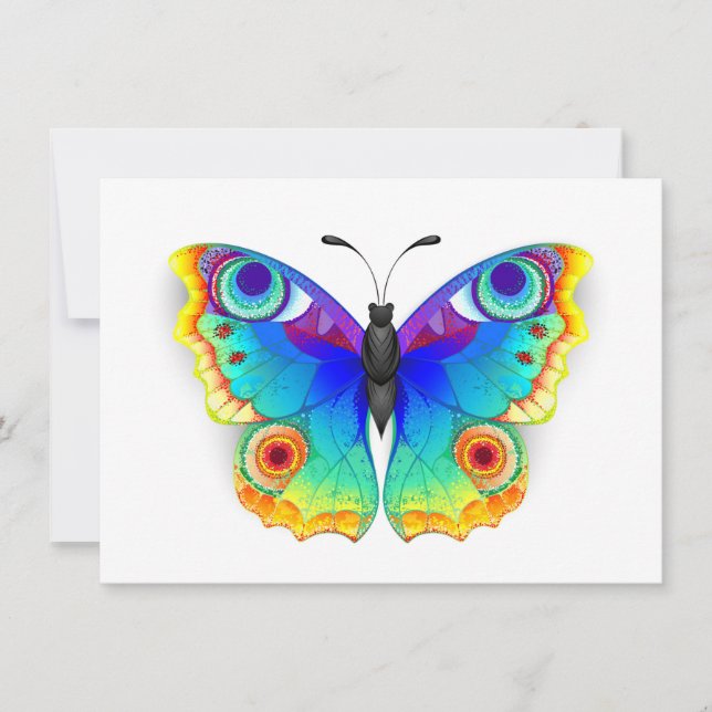 Rainbow Butterfly Peacock Eye Holiday Card (Front)