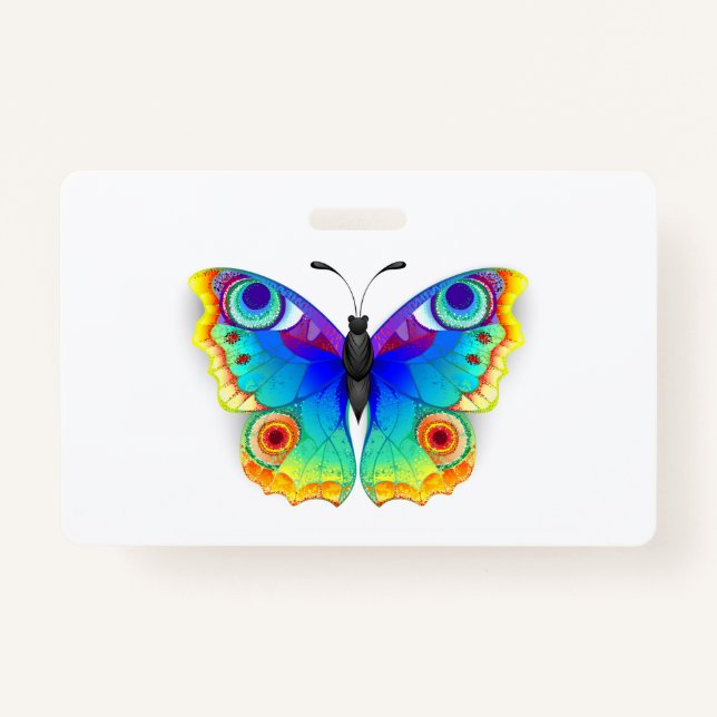 Rainbow Butterfly Peacock Eye ID Badge (Front)