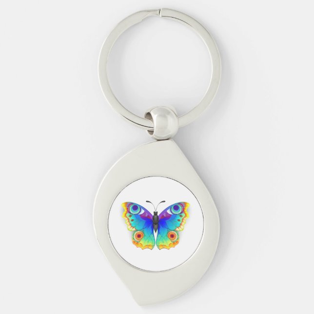 Rainbow Butterfly Peacock Eye Key Ring (Front)