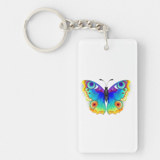 Rainbow Butterfly Peacock Eye Key Ring (Front)