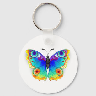 Rainbow Butterfly Peacock Eye Key Ring