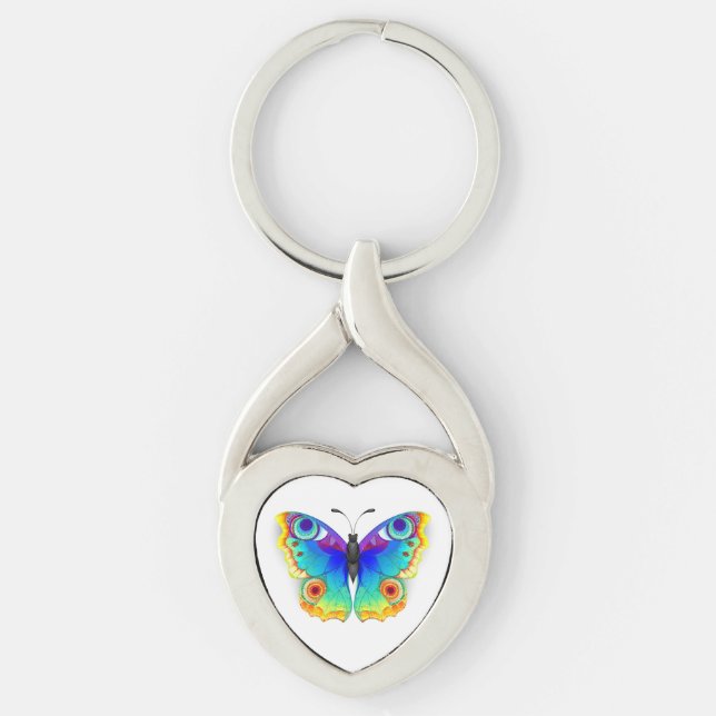 Rainbow Butterfly Peacock Eye Key Ring (Front)