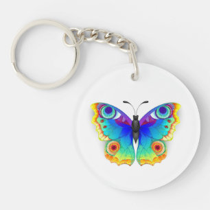 Rainbow Butterfly Peacock Eye Key Ring