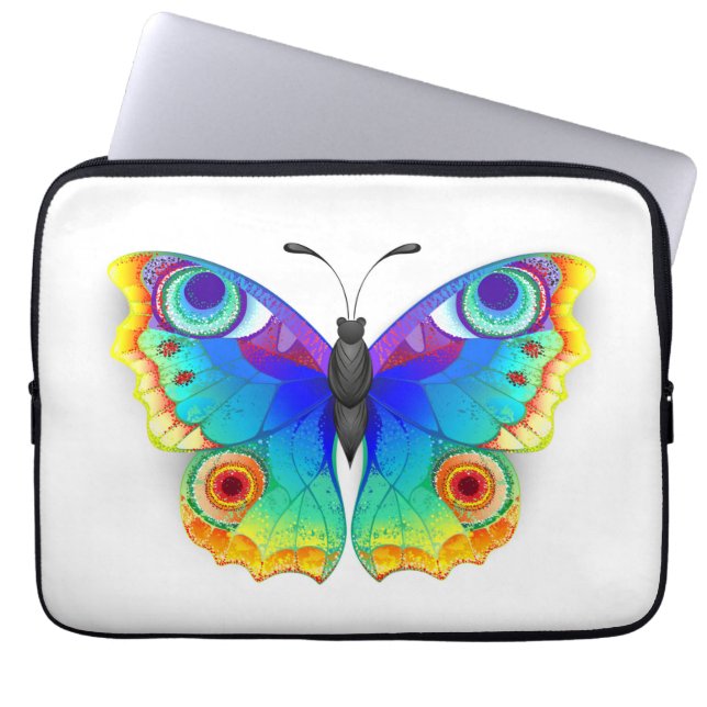 Rainbow Butterfly Peacock Eye Laptop Sleeve (Front)