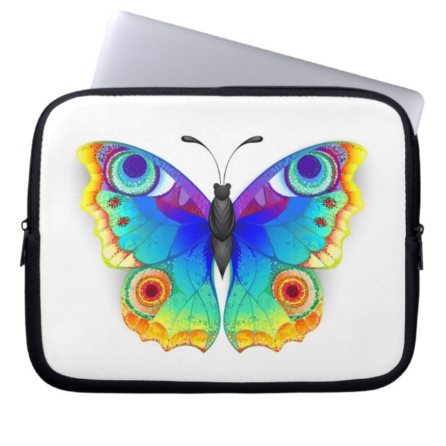 Rainbow Butterfly Peacock Eye Laptop Sleeve (Front)