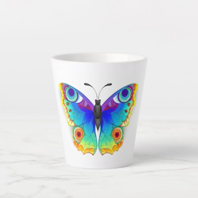 Rainbow Butterfly Peacock Eye Latte Mug (Front)