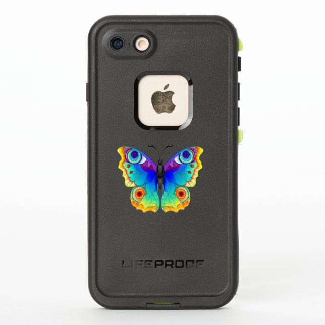 Rainbow Butterfly Peacock Eye LifeProof iPhone Case (Back)