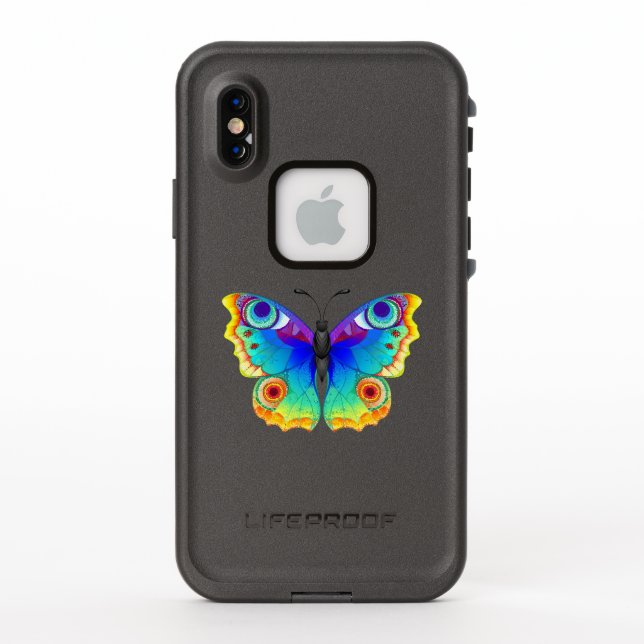 Rainbow Butterfly Peacock Eye LifeProof iPhone Case (Back)