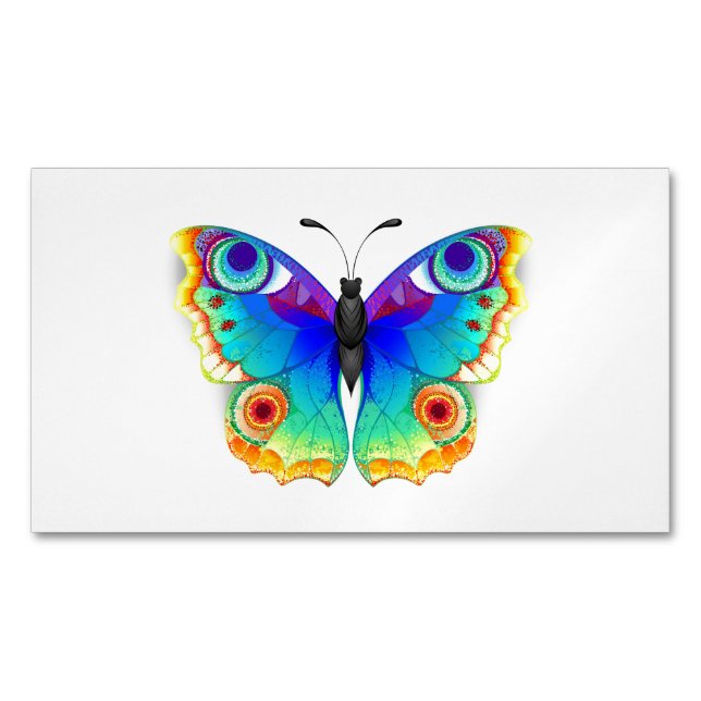 Rainbow Butterfly Peacock Eye Magnetic Business Card (Front)