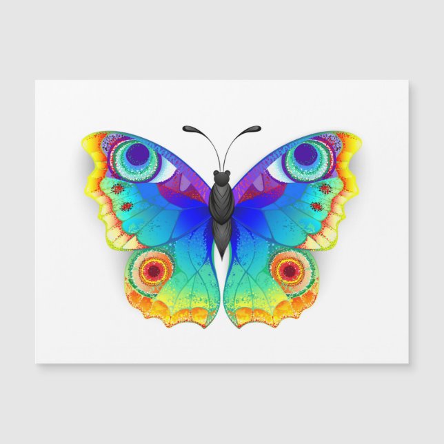 Rainbow Butterfly Peacock Eye Magnetic Invitation (Front)