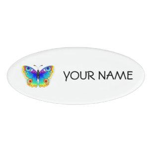 Rainbow Butterfly Peacock Eye Name Tag