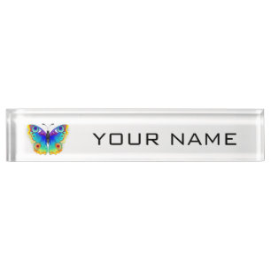 Rainbow Butterfly Peacock Eye Nameplate