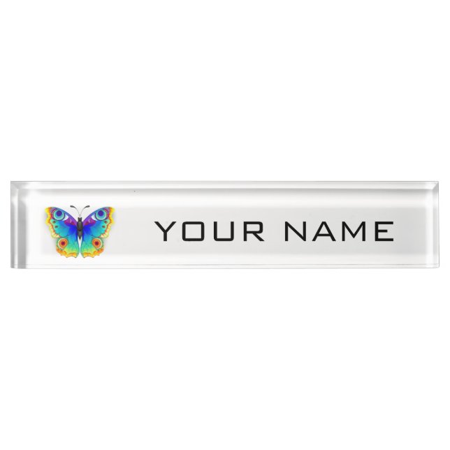 Rainbow Butterfly Peacock Eye Nameplate (Front)