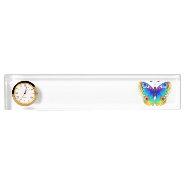 Rainbow Butterfly Peacock Eye Nameplate (Front)
