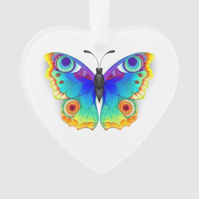 Rainbow Butterfly Peacock Eye Ornament (Front)