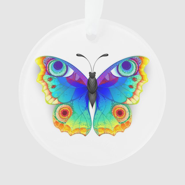 Rainbow Butterfly Peacock Eye Ornament (Front)