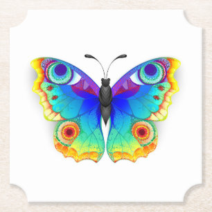 Rainbow Butterfly Peacock Eye Paper Coaster