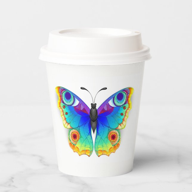 Rainbow Butterfly Peacock Eye Paper Cups (Front)
