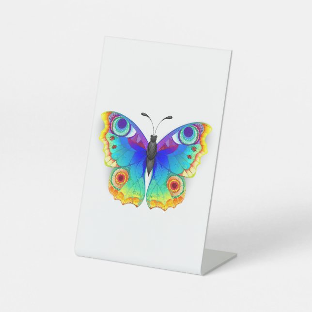 Rainbow Butterfly Peacock Eye Pedestal Sign (Front)