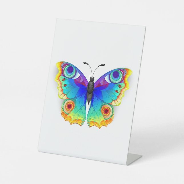 Rainbow Butterfly Peacock Eye Pedestal Sign (Front)