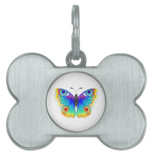 Rainbow Butterfly Peacock Eye Pet ID Tag