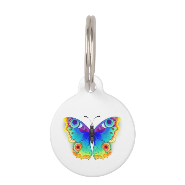 Rainbow Butterfly Peacock Eye Pet Tag (Front)