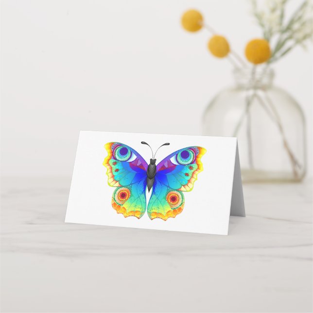 Rainbow Butterfly Peacock Eye Place Card (Front)