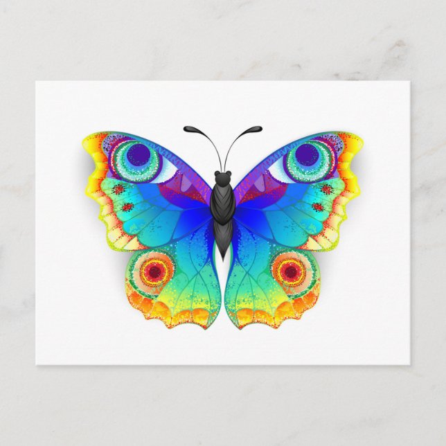 Rainbow Butterfly Peacock Eye Postcard (Front)