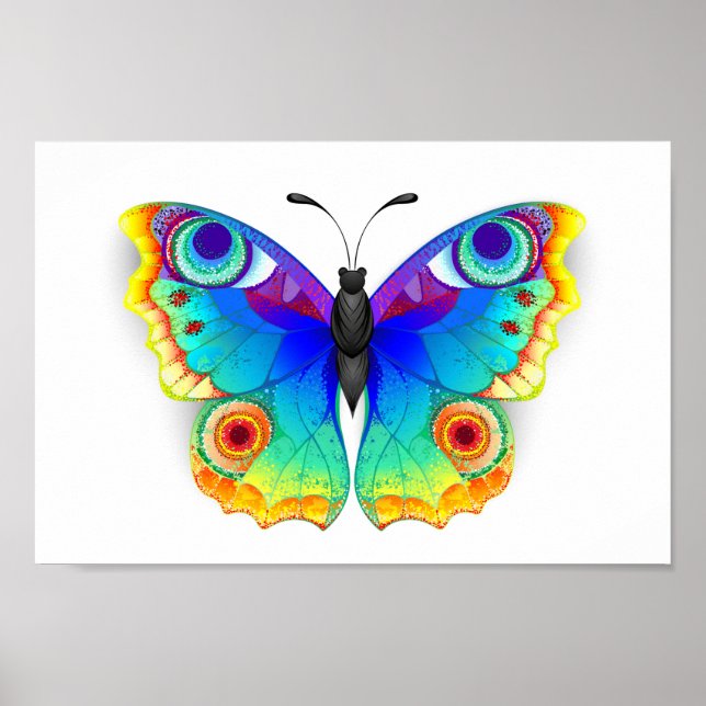 Rainbow Butterfly Peacock Eye Poster (Front)